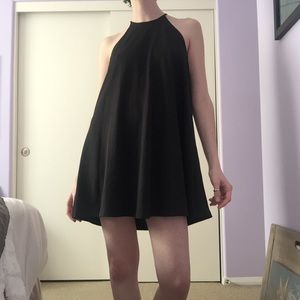 Zara black a-line halter shift dress